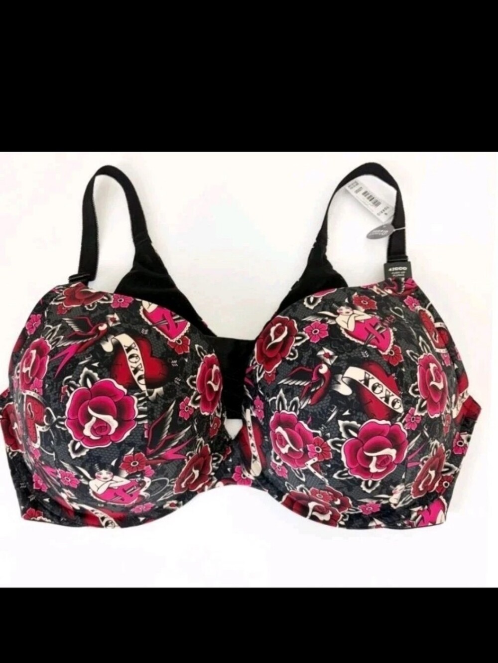 Torrid XO Push Up Bra Tattoo Print 36DD